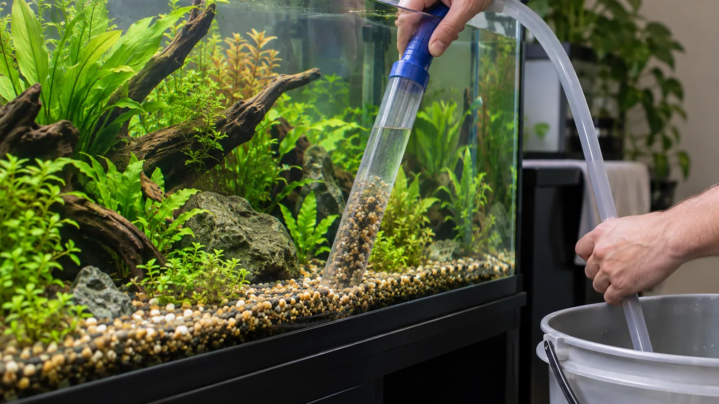 Aquarium Gravel Cleaning in a Planted Tank