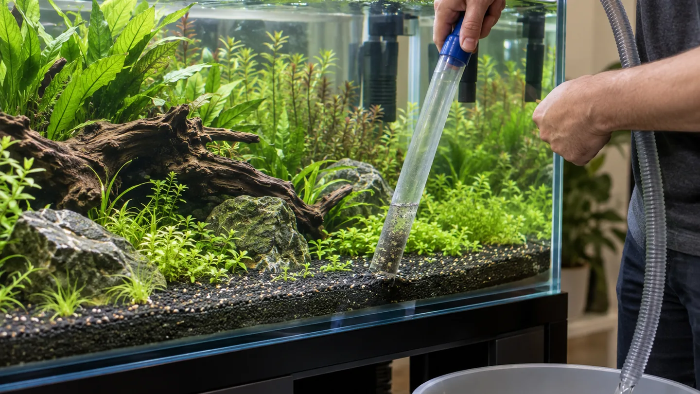 Aquarium Gravel Cleaning in Progress