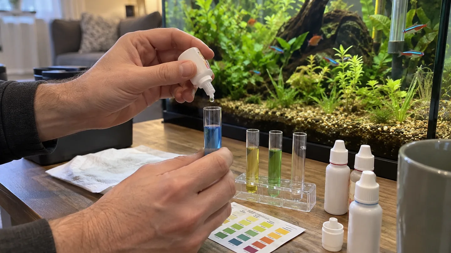 Freshwater aquarium care scene