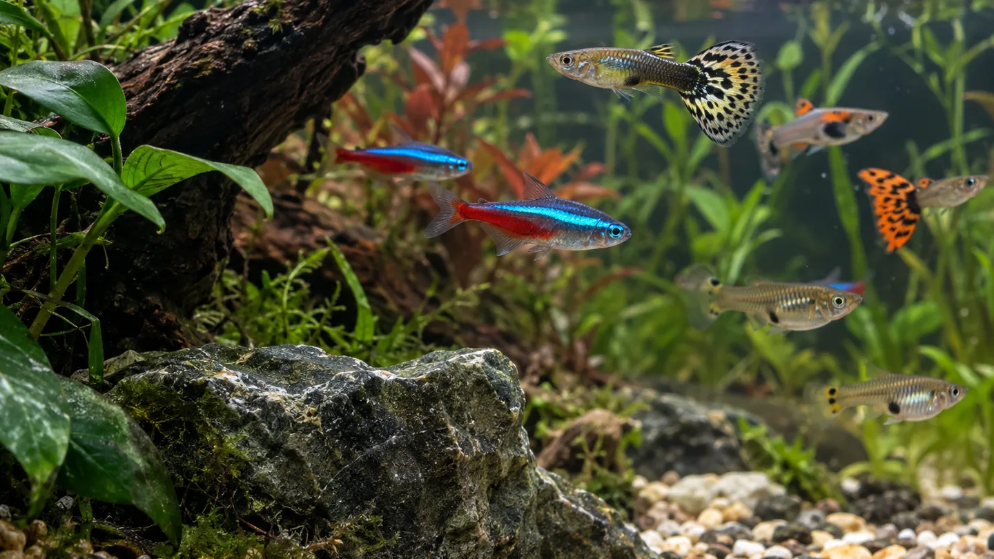 Colourful Planted Aquarium Fish