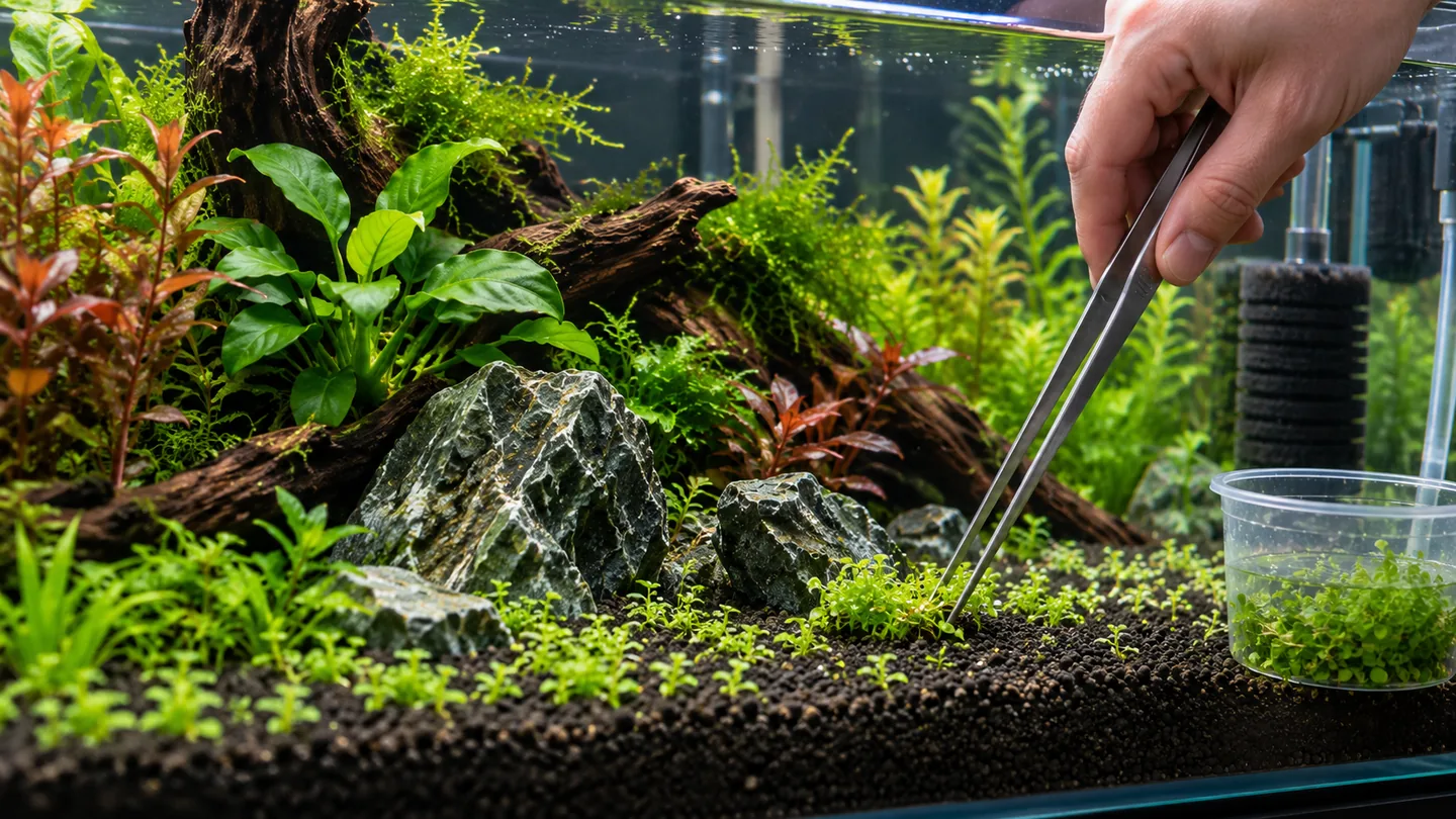 Hands-On Aquascaping in a Planted Aquarium