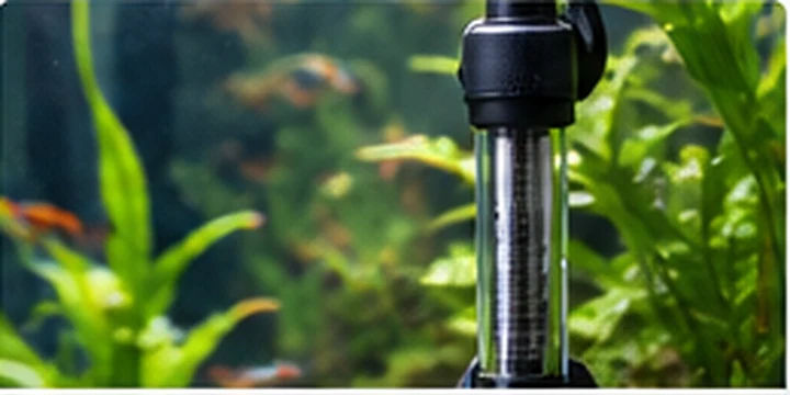 Submersible aquarium heater in a planted tank